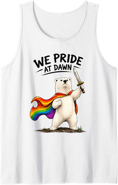 We Pride At Dawn Funny LGBTQ Month Rainbow Polar Bear Gay Tank Top