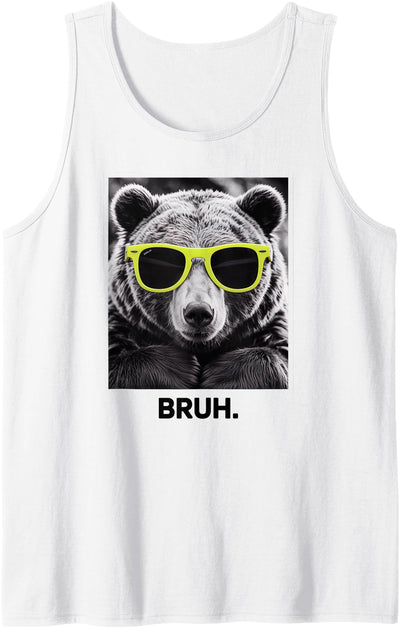 BRUH Bear Vintage Photo With Retro Yellow Sunglasses Tank Top