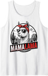 Happy Mother's Day Floral Wife Sister Design Happy Mother's Day Women Mom Grandma Mamalama Llama Tank Top - White