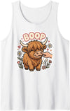 Boop Club Co Boop Highland Cow Nose Cute Farm Animal Floral Humor Tank Top - White