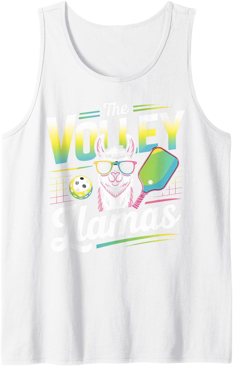 CharlIan Minds - LlamaLovers The Volley Llamas Pickleball Funny Llama Tank Top - White