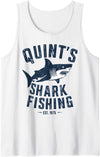 Cool Retro Shark in Sunglasses 70s 80s 90s Vintage Quint's Shark Fishing 1975 Retro Tank Top - White