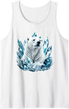 Arctic Polar Bear Crystal Ice Wildlife Ice King Polar Bear with Blue Crystal Peaks Tank Top - White