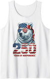 Patriotic Bear Freedom Anniversary Celebration Polar Bear 250 Years of Independence Patriotic America 1776 Tank Top - White