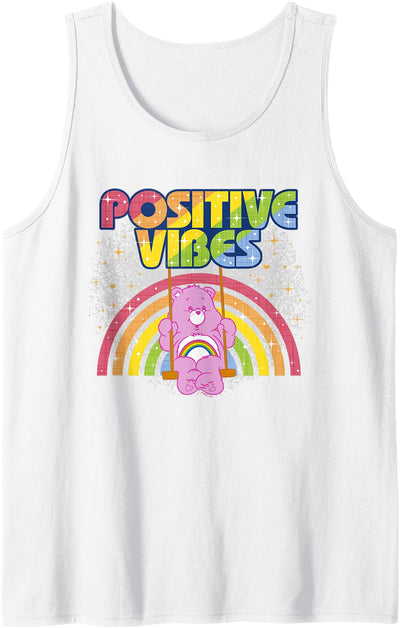 Positive Vibes Rainbow With Cheer Bear Tank Top