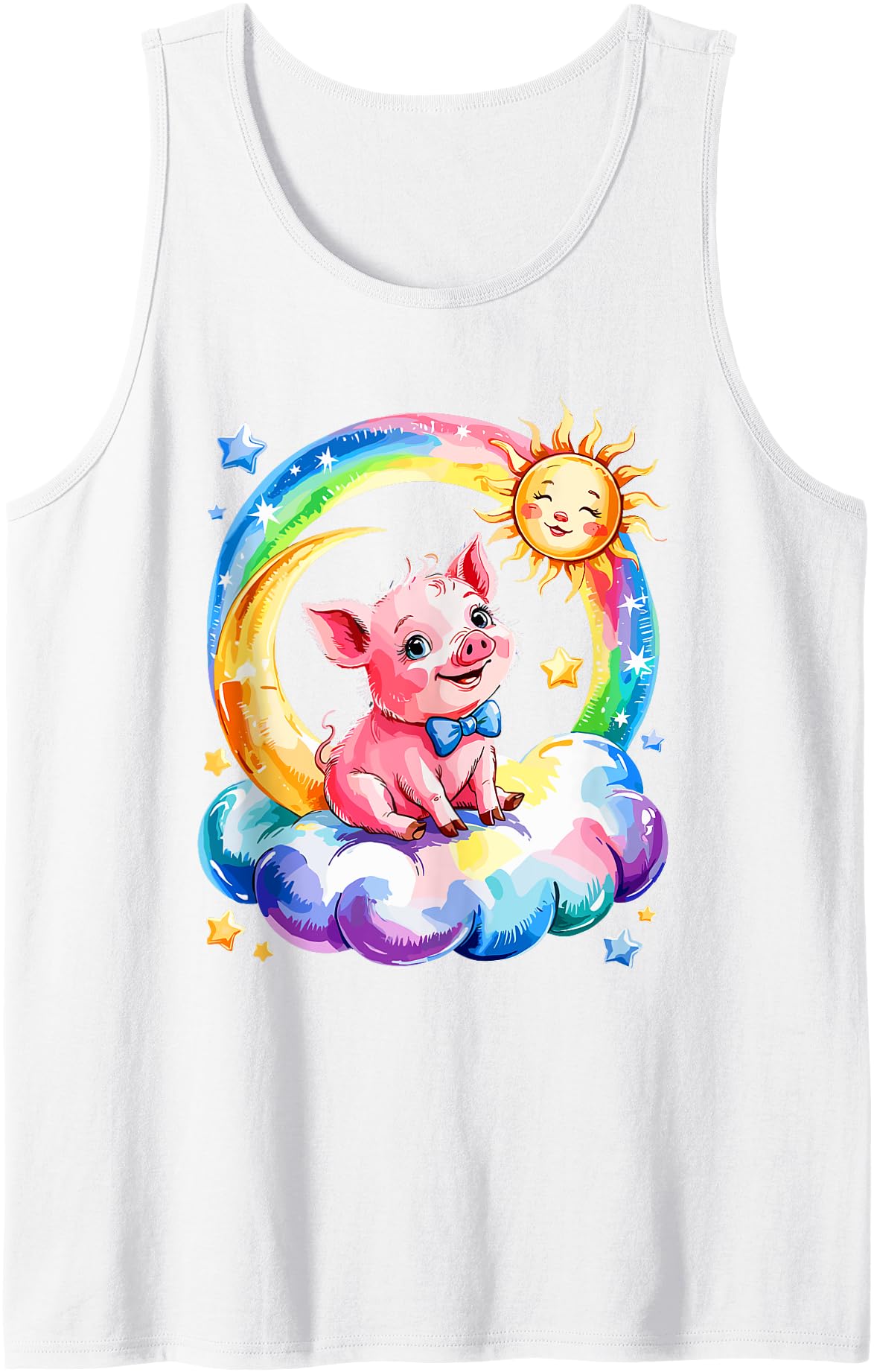Pig Farmer Pigs Lover Gifts Rainbow Clouds Pig Farmer Pigs Farm Tank Top - White