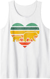 Mama Bear One Cub Retro Heart Mothers Day Gift Tank Top - White