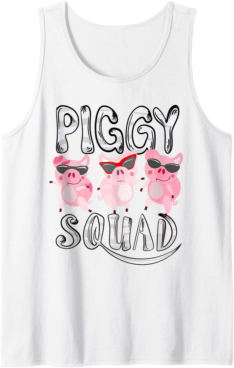 Cool Lucky Swine Fans Party Girl Boy Pork Team Art Piggy Squad | Cute Pig Farmer Animal Lovers Funny Farm Gift Tank Top - White