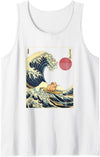 AxisNagawa Guinea Pig Kanagawa Wave Funny Surf Animal Tank Top - White