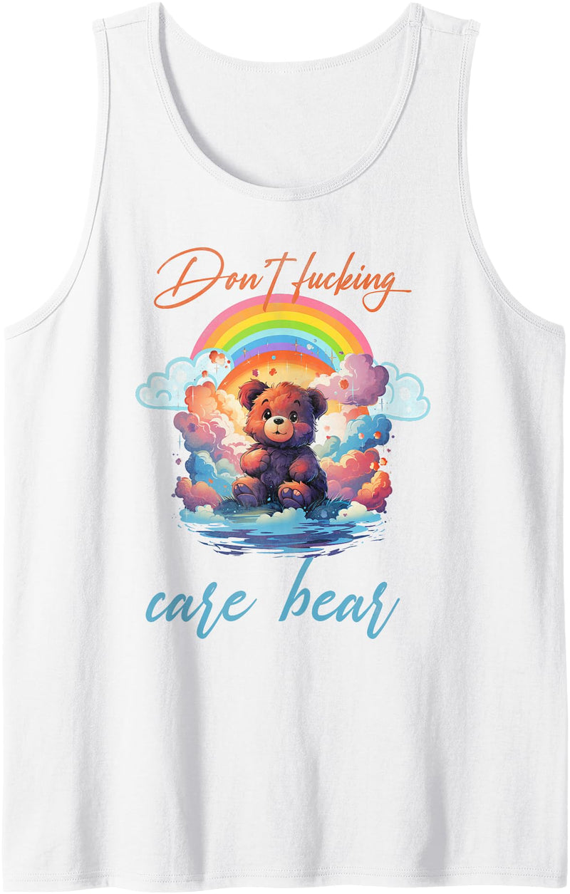 Don't fucking care bear tees Don't fucking care bear Tank Top - White