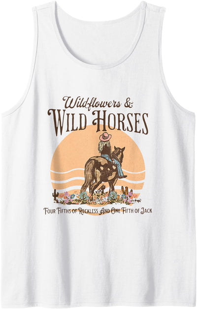 Wildflowers & Wild Horses Western Cowgirl Cowboy Tank Top