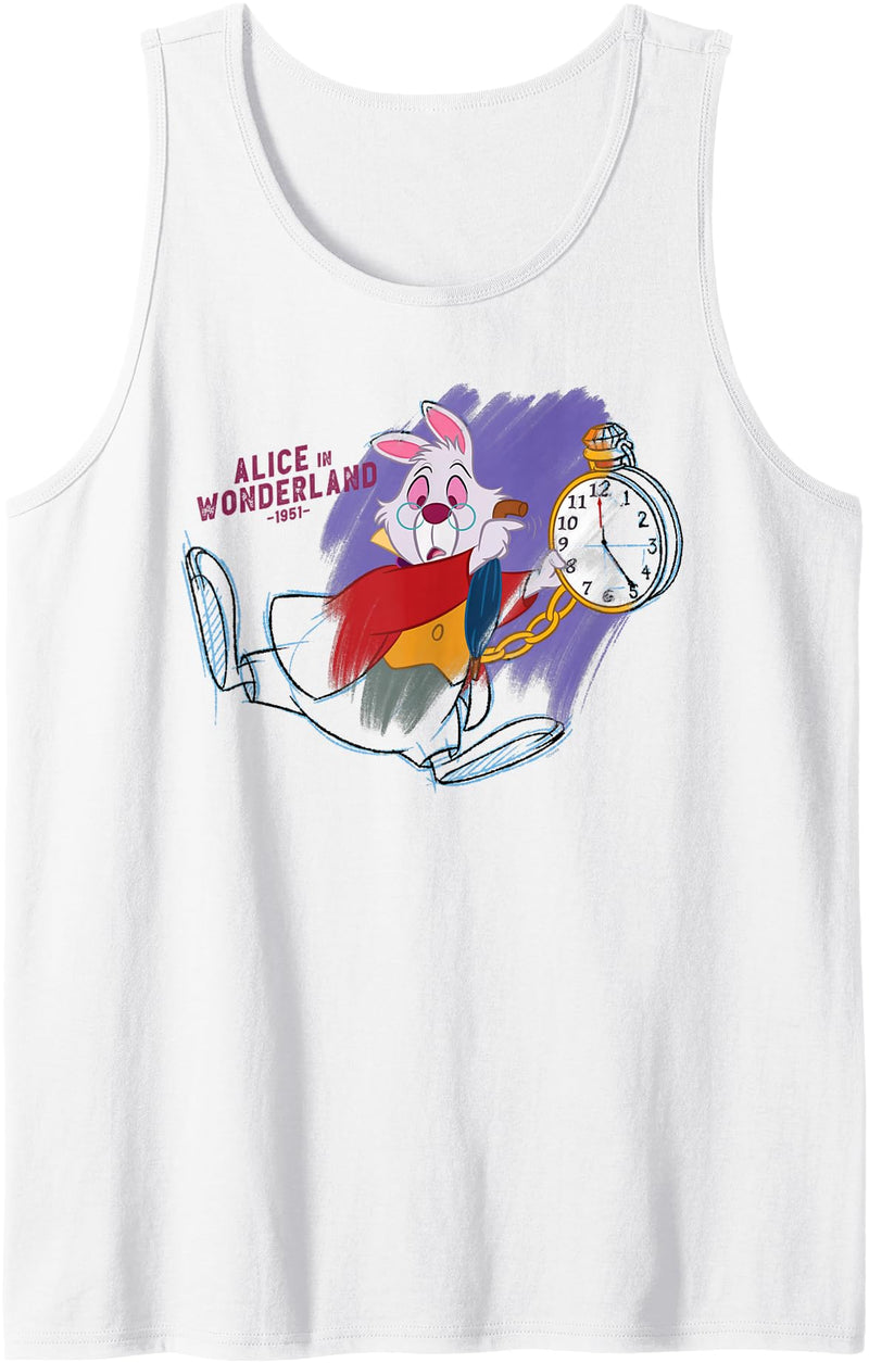 Ink and Paint White Rabbit Alice in Wonderland 1951 Tank Top in White