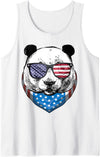Blinkies Patriotic Fourth of July Panda American Flag July 4th Panda Bear Tank Top - White