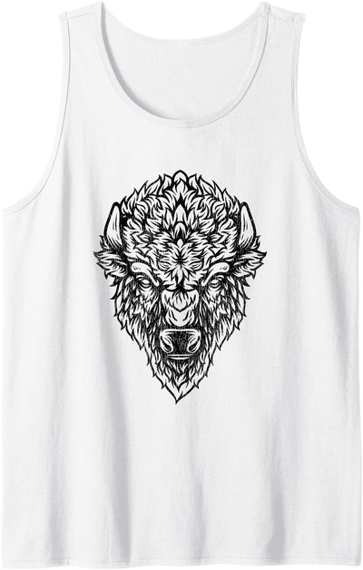 Cow Vintage Retro Bison Head Simple American Buffalo Tank Top