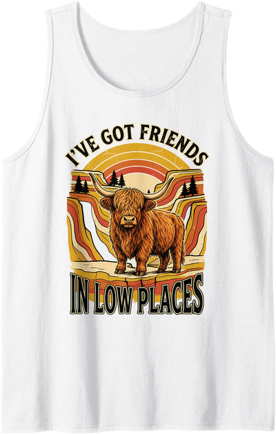Cool Highland Cow Design I've Got Friends in Low Places Tank Top