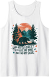 Find My Soul Camping Bear And Into The Forest I Go To Lose My Mind Camping Bear Tank Top - White
