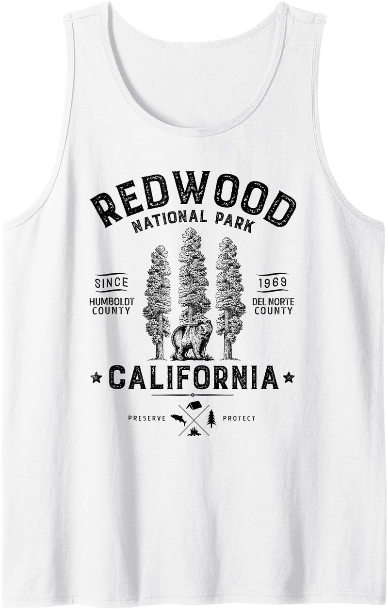Lique Redwood Redwood National Park Vintage California Bear Gift Men Women Tank Top - White