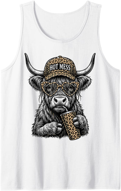 Hot Mess Highland Cow Tank Top