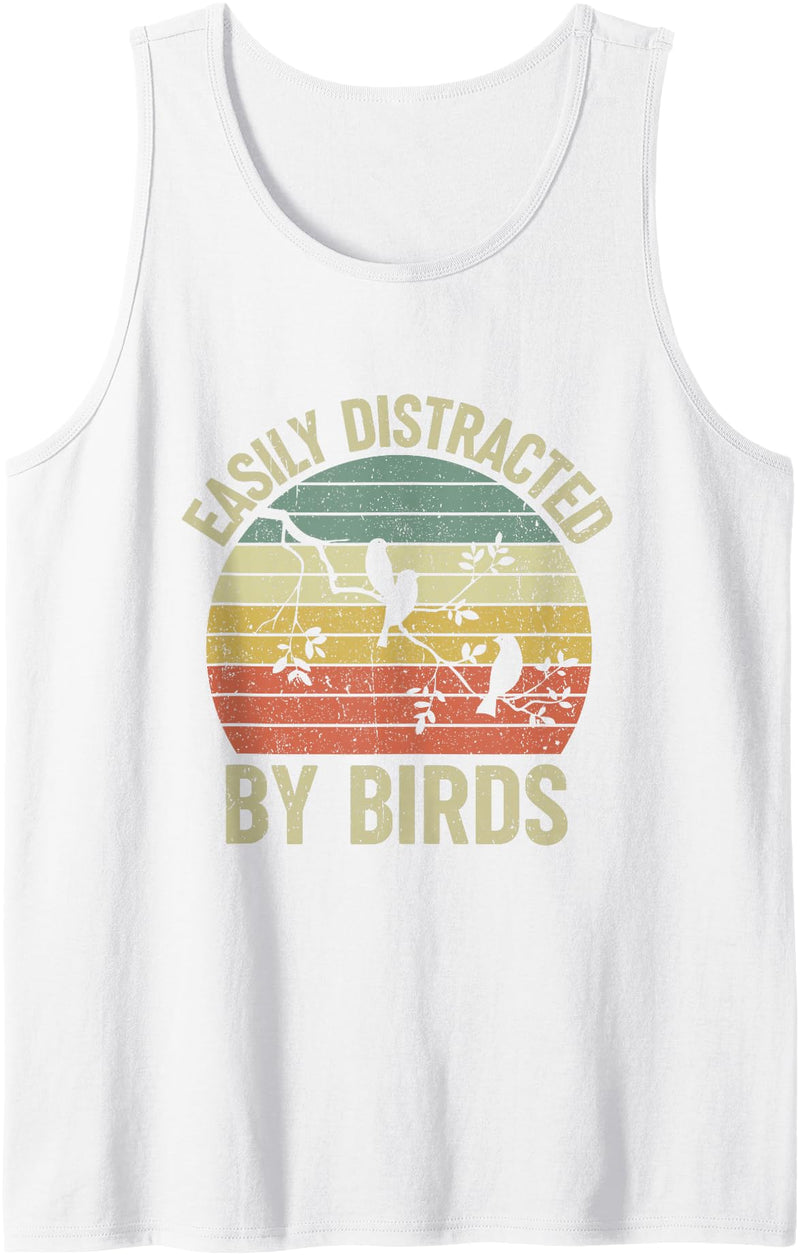 Easily Distracted by Birds Tank Top - White