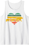 Mama Bear Two Cubs Retro Heart Mothers Day Gift Mom Tank Top - White