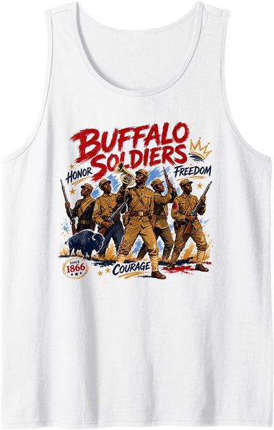 Cow Mens Buffalo Soldiers African American Black History Tank Top