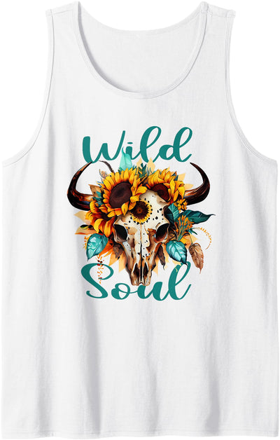 Cow Sunflowers Western Leopard Serape Texas Mom Wild Soul Tank Top