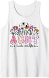 Wildflower Pink Birthday Girl Matching Aunt of The Little Wildflower Pink Floral Birthday Girl Tank Top - White