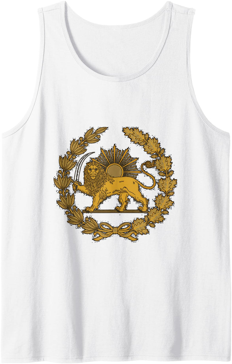 Persian Fine Arts Shir o Khorshid, Lion and Sun, Symbol of Persia Tank Top - White
