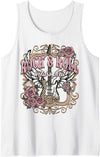 Rock & Roll Wild Spirit Leopard Guitar Floral Vintage Rock n Roll Wild Spirit Lets Rock Guitar Floral Tank Top - White