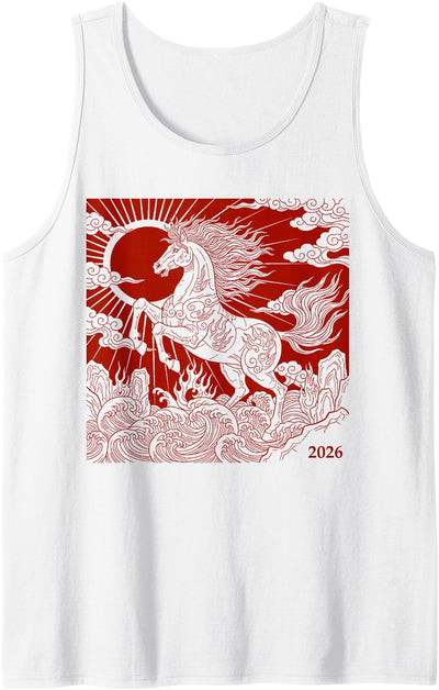 Fire Horse Gifts Year of The Fire Horse Chinese Zodiac 2026 Tank Top