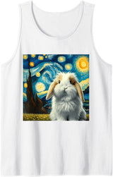 Mini Lop Rabbit Starry Night Tank Top in White