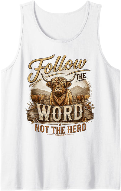 Highland Cow Independent Spirit Rustic Faith Tank Top