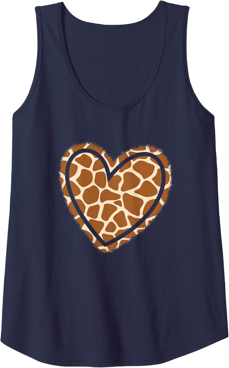 EDILILU Womens Cute Animal Pattern Giraffe Heart Women Girls Tank Top - Dark Heather Grey