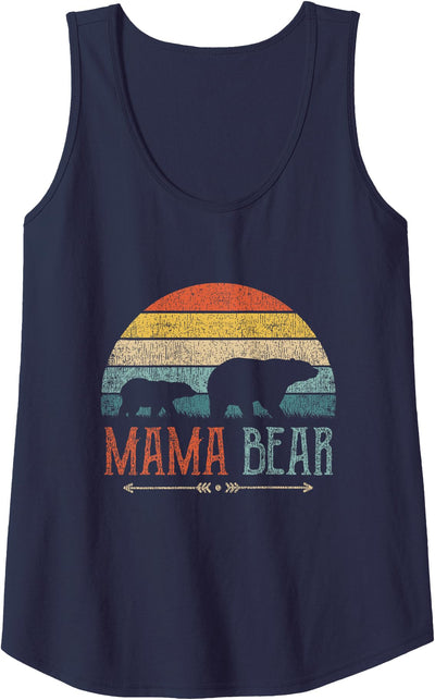 Womens Cute Mama Bear Vintage Mother's Day Retro Mom Tank Top