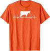 Farm and Holstein Cow for Men and Cattle Clothing Heartbeat Pulse ECG - Holstein Rancher For Cattle Farmer T-Shirt - Orange