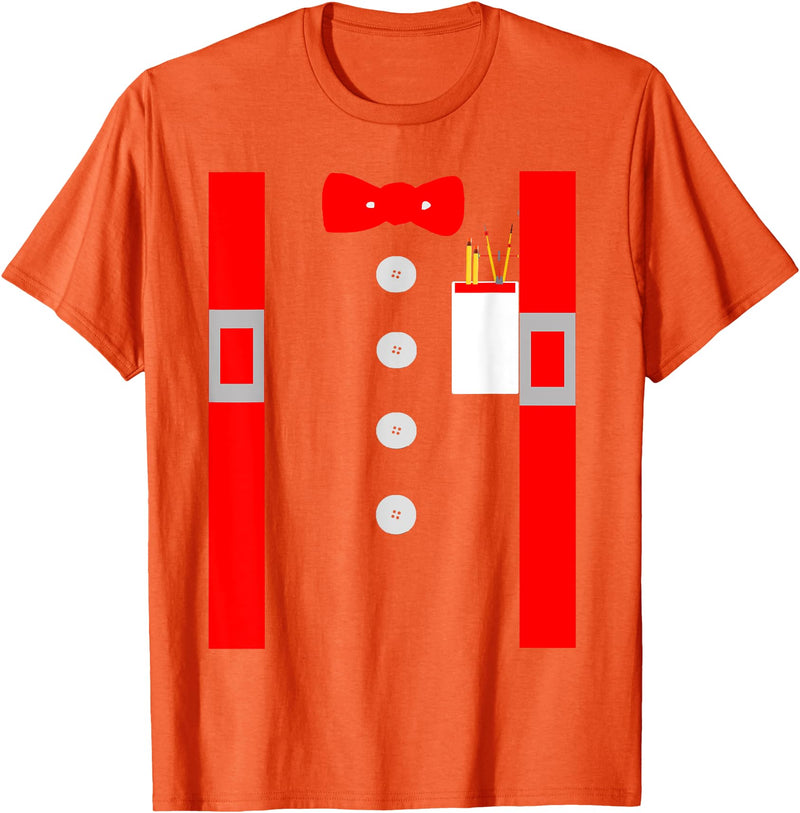 Fun With Ties By HustlaGirl Nerd Costume Shirt Red Suspenders Pocket Protector T-Shirt - Orange