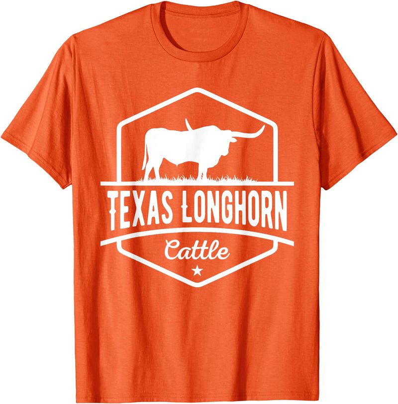 Farm and Longhorn Gift for Men and Cattle Clothing Texas Longhorn Cattle - Longhorn Cow For Cattle Farmer T-Shirt - Orange