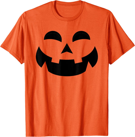 Halloween Craziness Orange Pumpkin Face T-Shirt - As Pictured