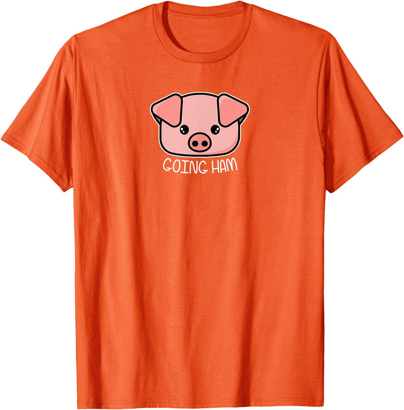 Funny Video Game Clothing Gifts for Gamers Going Ham - Funny Gamer and BBQ Chef Pig Gift T-Shirt - Orange