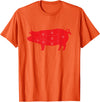 Carnivore Grilling Gifts For Butchers Pig Cuts Pork Chops Bacon Butt Butcher Costume Pigs Diagram T-Shirt - Orange