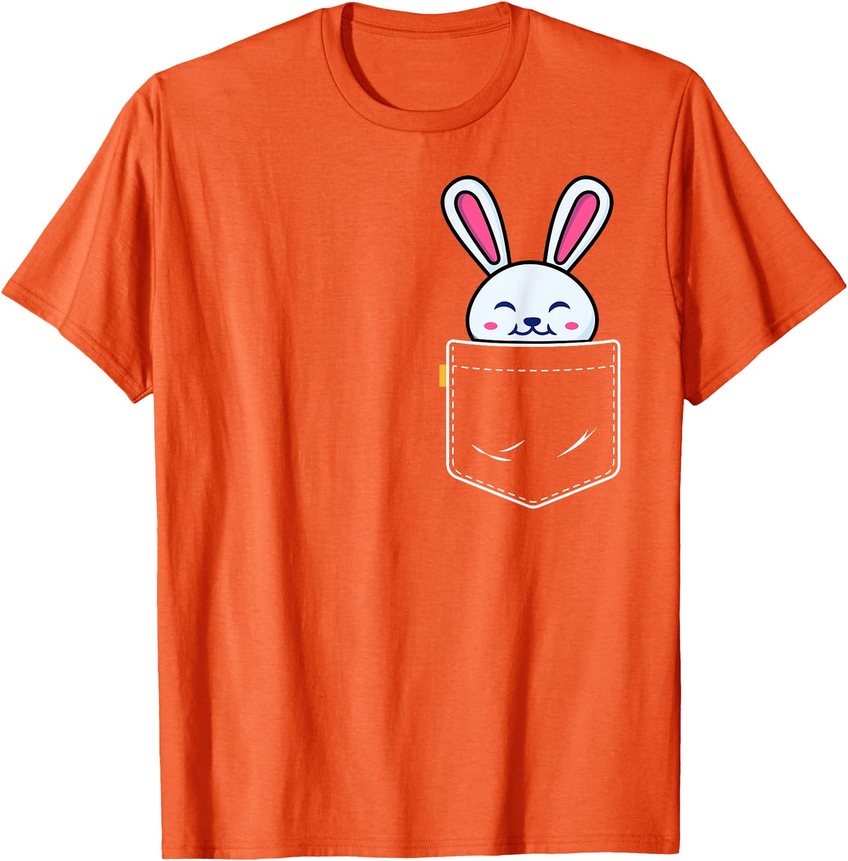 Bunny in Pocket Rabbit Lover Gifts for Women Men Kids T-Shirt in Orange