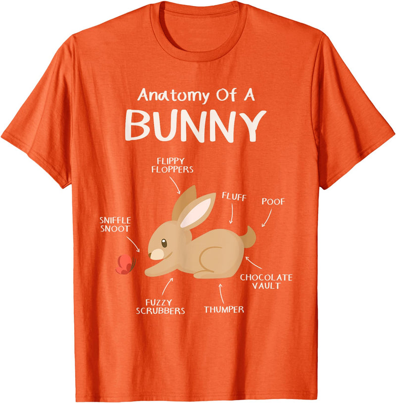 Rabbit Clothes Easter Outfit Hare Lover Gift Anatomy Bunny T-Shirt in Orange