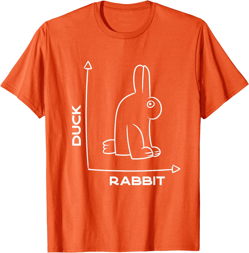 Duck - Rabbit - Funny - Joke - Bunny - Optical Illusion -Pun T-Shirt in Orange