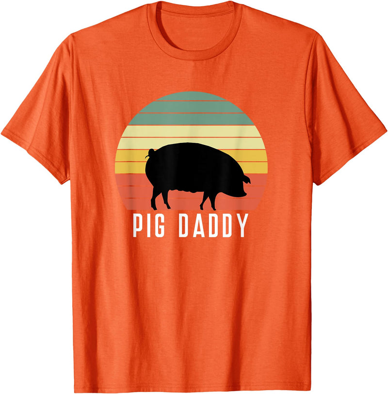 Pig Farmer for Men Women Kids Boys Girls Pig Dad - Daddy Farmer Farming Farm Pork Animal Livestock T-Shirt - Orange