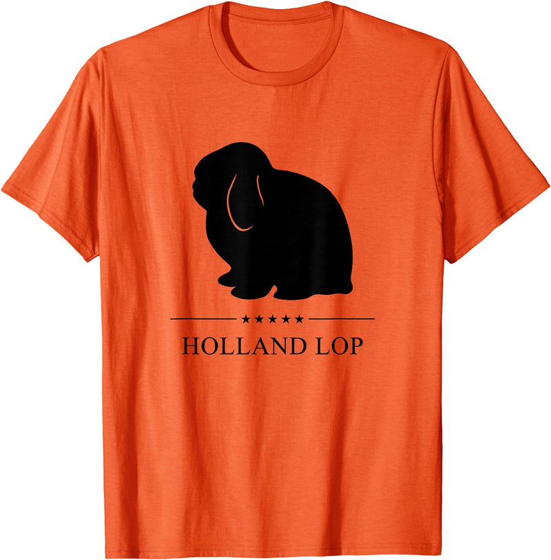Holland Lop Rabbit Black Silhouette T-Shirt in Orange