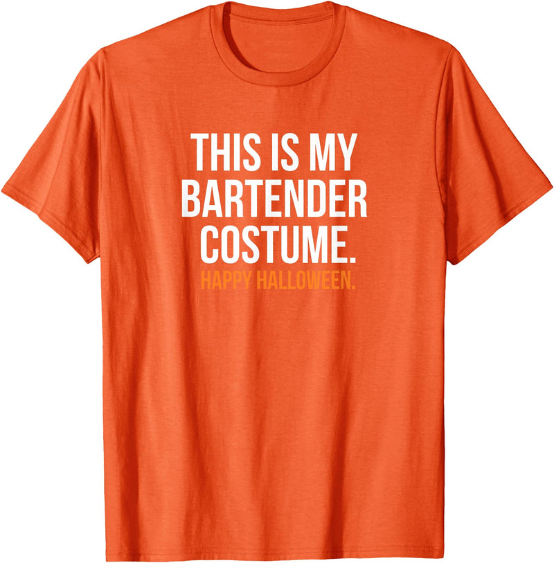 This is my Costume Top This is My Bartender Costume Funny Halloween T-Shirt - Orange