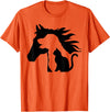 Horse Dog Cat Silhouette Apparel Horse Dog Cat Silhouette Animal Lover for Farmer T-Shirt - Orange