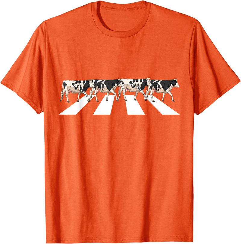 Funny Cow Shirt Women Men Girls Kids Boys Gifts Funny Crosswalk Cows Farming farm Cow Girl Boy Women Men Kid T-Shirt - Orange