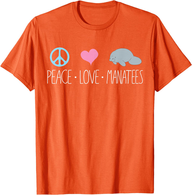 Sea Cows Tees Cute Manatee TShirt, Peace Love Manatees Chubby Sea Cow T-Shirt - Orange