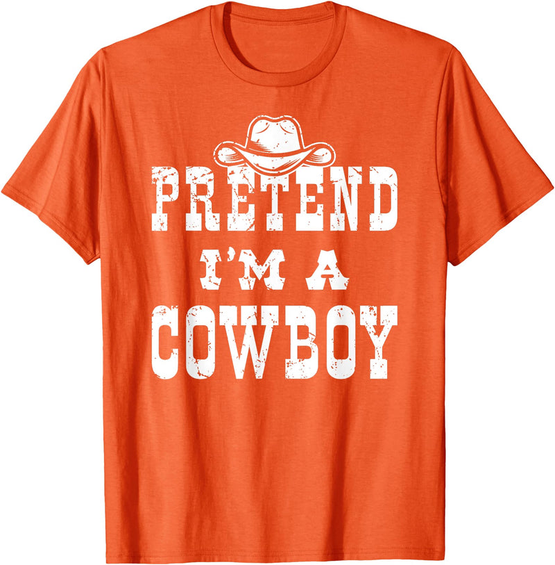 Cowboy Kid Costume Cowboy Shirts For Halloween Pretend I'm A Cowboy Teen Funny Cowboy Kid Costume Halloween T-Shirt - Orange
